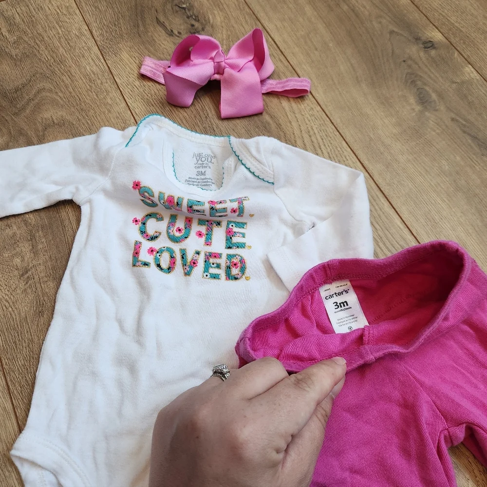 3m Baby Girl Carter's Outfit And headband